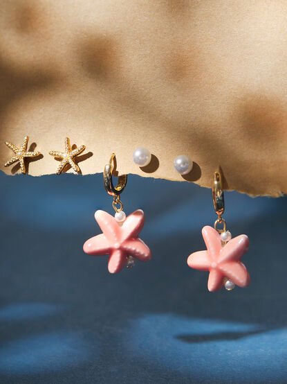 Pink Starfish Mini Hoop Set - TULLABEE