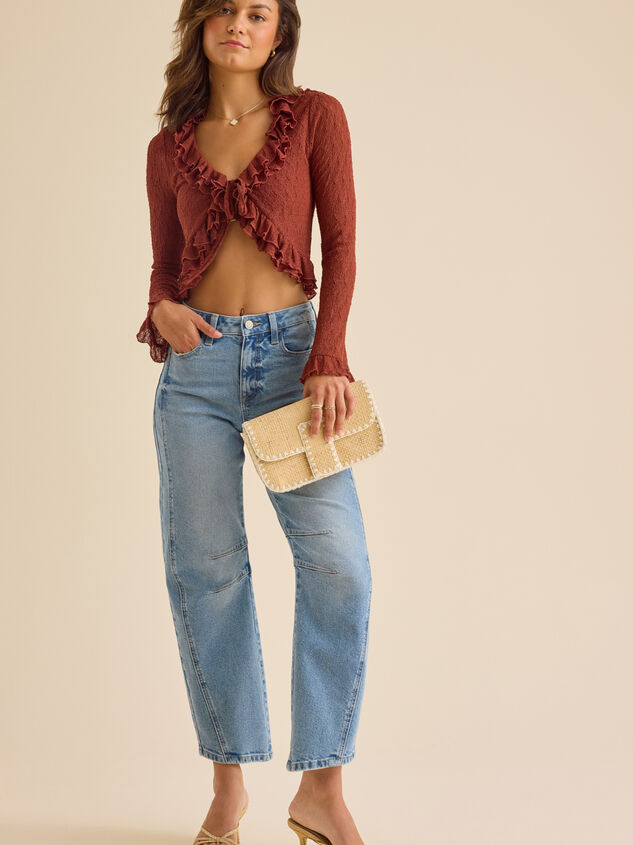 Vera Ruffle Tie Front Top Detail 2 - TULLABEE