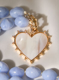 Heart Blue Bead Necklace Detail 3 - TULLABEE