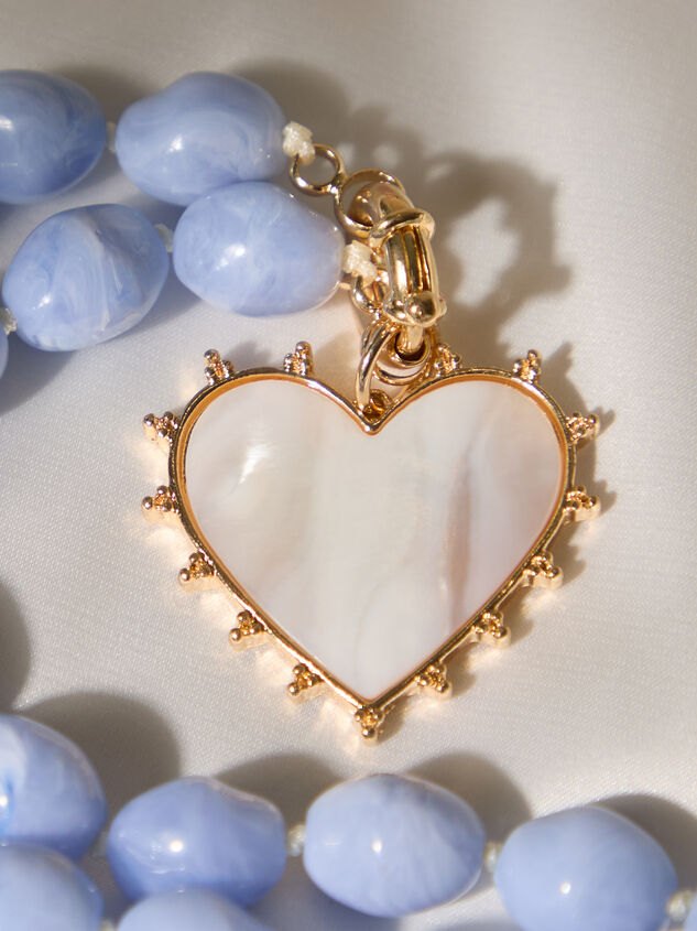Heart Blue Bead Necklace Detail 3 - TULLABEE