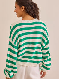 Serve Stripe Button Up Cardigan Detail 5 - TULLABEE