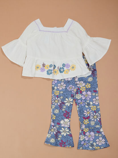Connie Floral Top and Pants Toddler Set - TULLABEE