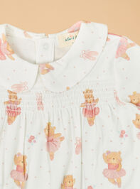 Ballet Bear Smocked Footie Detail 3 - TULLABEE