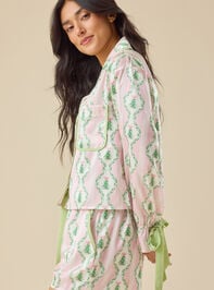 Blythe Satin Christmas Sleep Top Detail 4 - TULLABEE