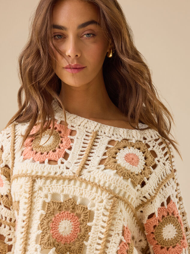 Annie Crochet Square Sweater Detail 3 - TULLABEE