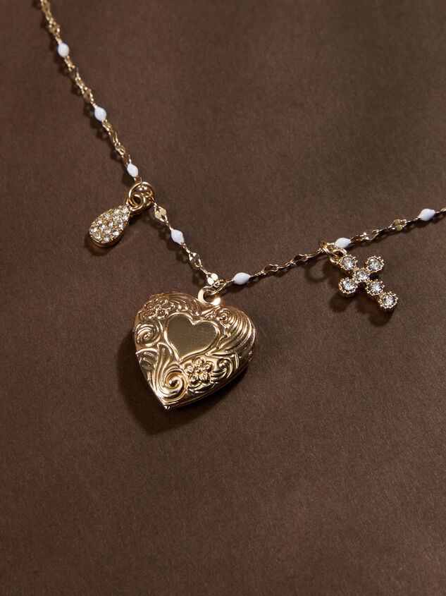 Elowen Dot Chain Long Locket Necklace Detail 2 - TULLABEE