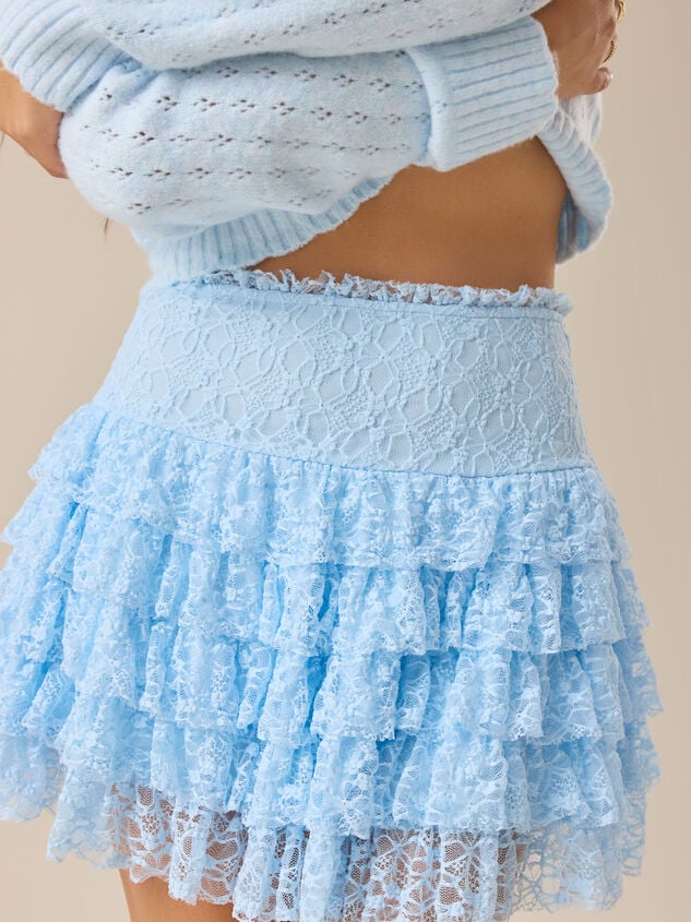 Camila Tiered Lace Mini Skirt Detail 2 - TULLABEE
