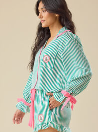 Kimber Festive Patch Satin Sleep Top Detail 4 - TULLABEE