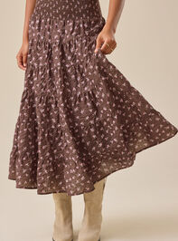 Tilla Floral Tiered Midi Skirt Detail 2 - TULLABEE