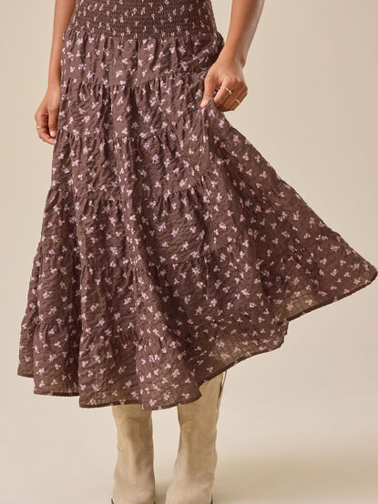 Tilla Floral Tiered Midi Skirt - TULLABEE