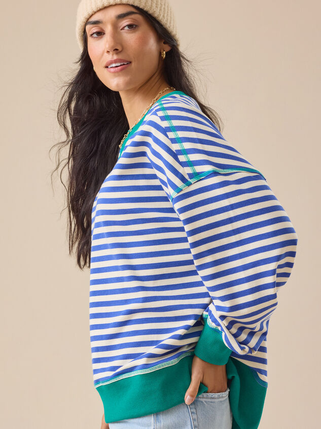 Pace Setter Stripe Crewneck Detail 4 - TULLABEE