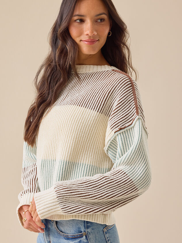 Sloane Ribbed Striped Sweater Detail 2 - TULLABEE