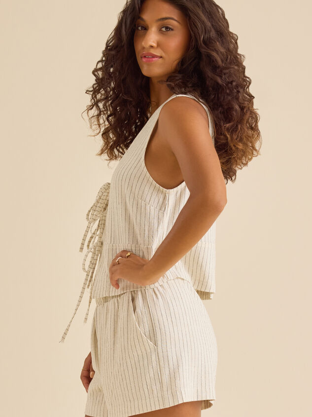 Penelope Striped Linen Vest Detail 3 - TULLABEE