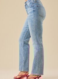 Cassandra Rhinestone Straight Leg Jeans Detail 4 - TULLABEE