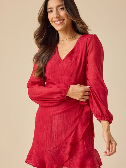 Trina Shimmer Wrap Dress - TULLABEE