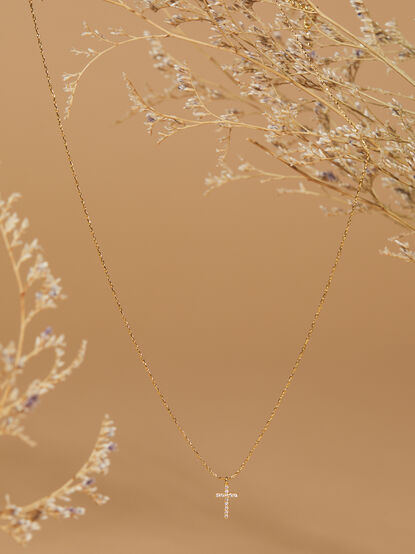 18K Gold Dipped Cross Charm Necklace - TULLABEE