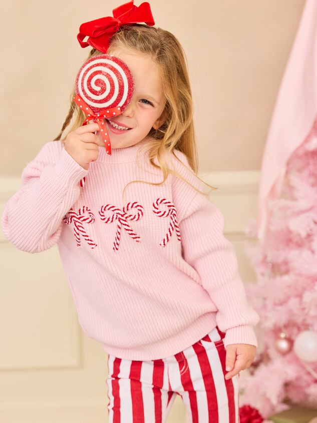 Candy Cane Bow Sweater - TULLABEE