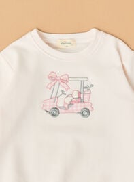 Golf Cart Embroidered Baby Sweatshirt Detail 2 - TULLABEE