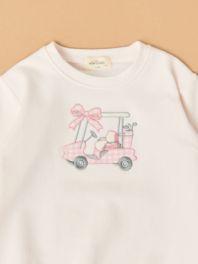 Golf Cart Embroidered Baby Sweatshirt Detail 2 - TULLABEE