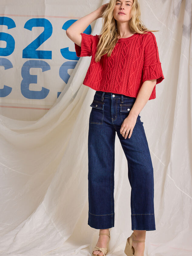 Emma Cable Cropped Sweater Detail 3 - TULLABEE