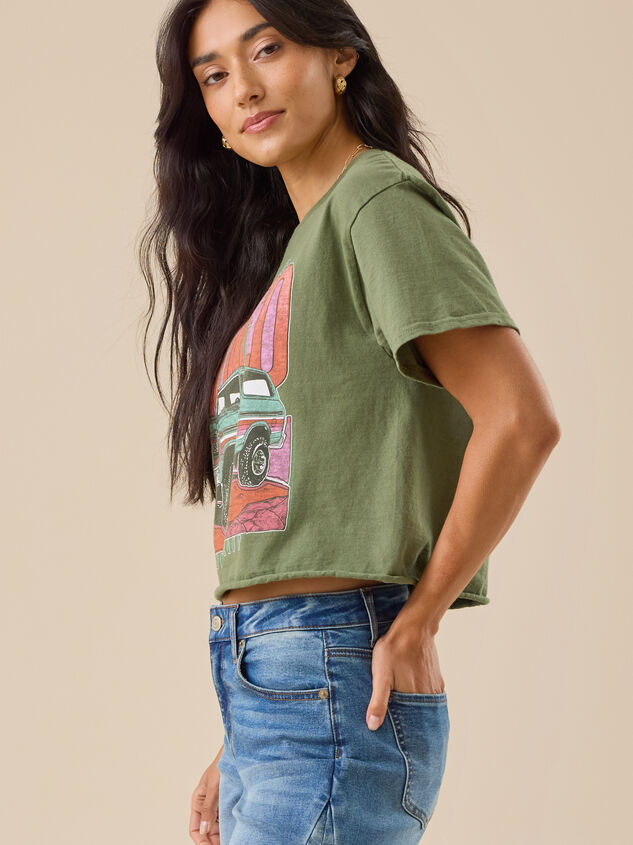 Ford Bronco Retro Cropped Tee Detail 5 - TULLABEE