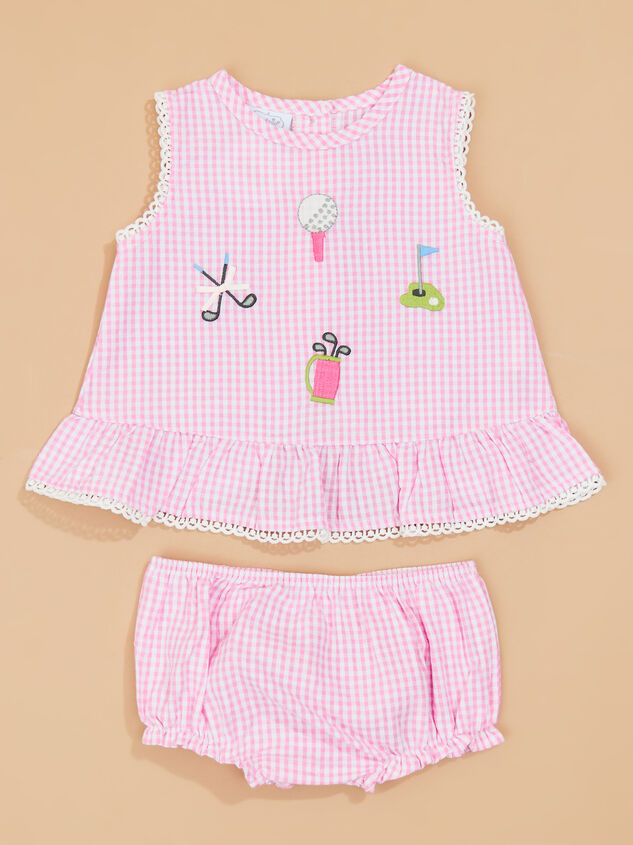 Sweetie Golf Gingham Pinafore Set by Mud Pie - TULLABEE