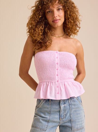 Emmaline Gingham Smocked Top - TULLABEE