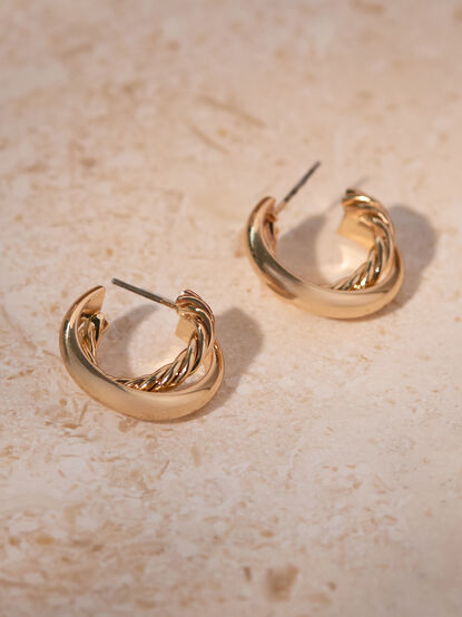 Twisted Double Layer Mini Hoops - TULLABEE
