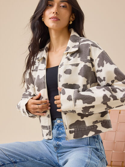 Millie Cow Print Jacket - TULLABEE