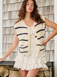 Nancy Striped Gold Button Up Vest - TULLABEE