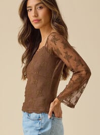 Vanessa Boat Neck Lace Top Detail 3 - TULLABEE