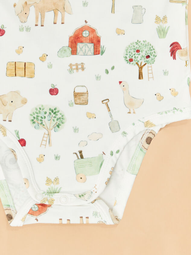 Farm Animal Short Sleeve Bodysuit Detail 2 - TULLABEE