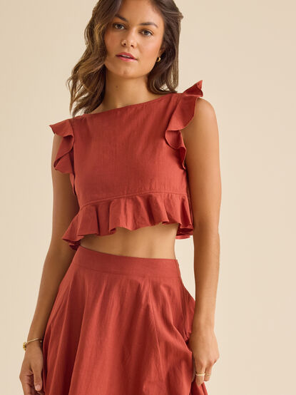 Grace Linen Ruffle Top - TULLABEE