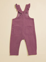 Jade Ruffle Corduroy Overalls Detail 2 - TULLABEE