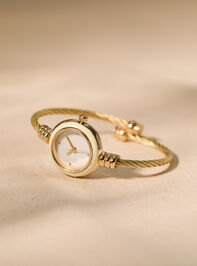 White Enamel Twisted Cuff Round Face Watch - TULLABEE