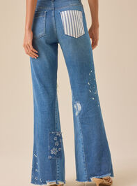 Keri Patchwork Flare Jean Detail 6 - TULLABEE