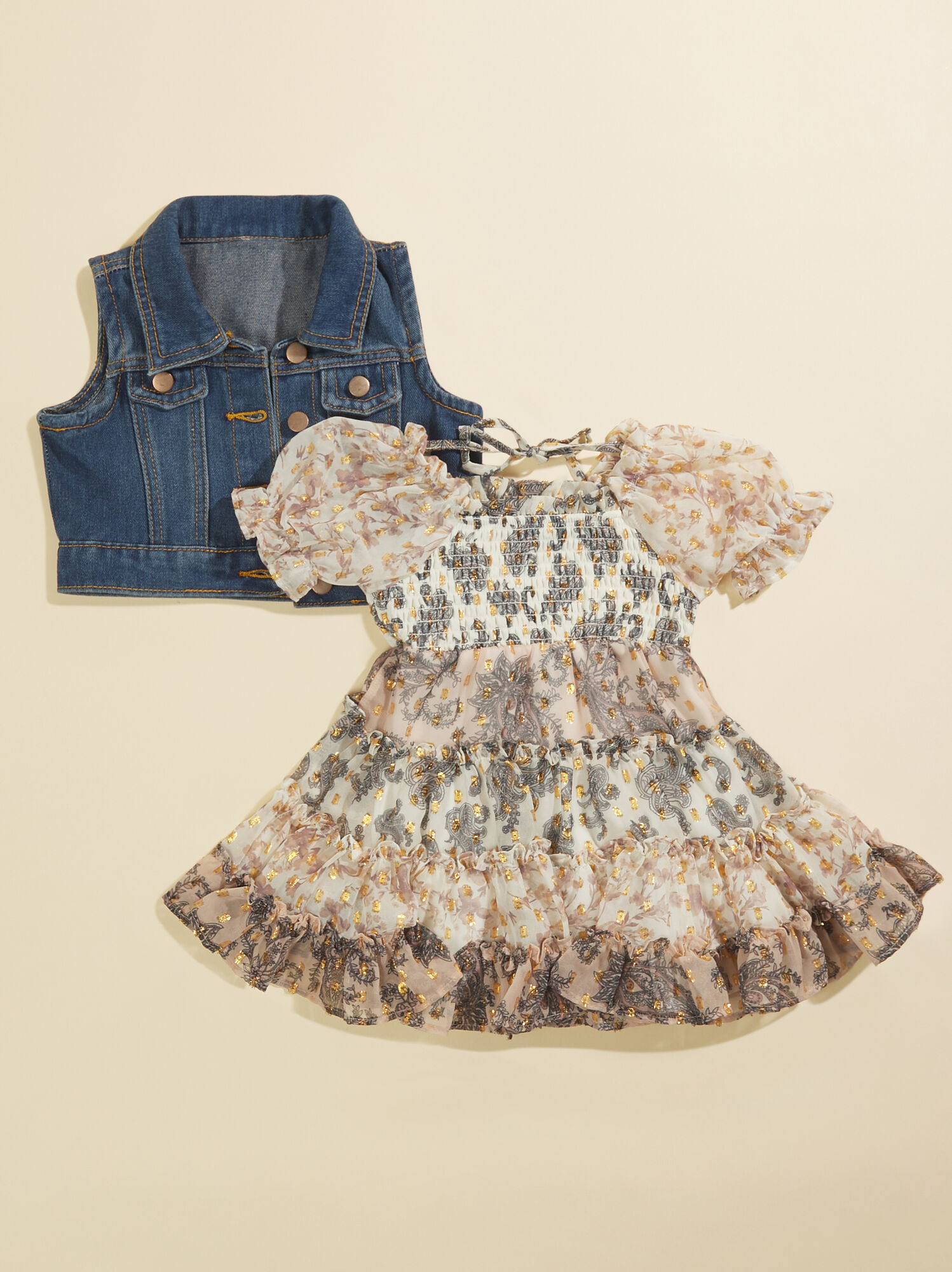 Brianna Dress and Jean Vest Set | TULLABEE