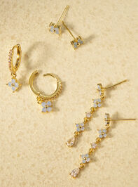 18K Gold Linear Blue Mini Hoop Set - TULLABEE