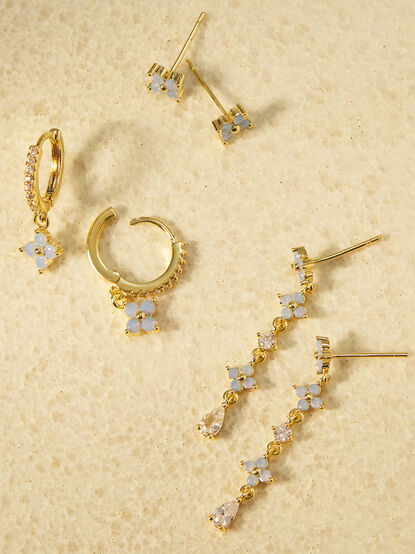 18K Gold Linear Blue Mini Hoop Set - TULLABEE