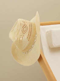 Natalie Pearl Trim Cowboy Hat - TULLABEE