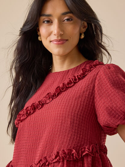 Dolly Ruffle Asymmetrical Top - TULLABEE