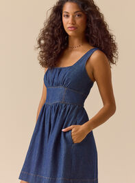Ava Denim Mini Dress Detail 2 - TULLABEE