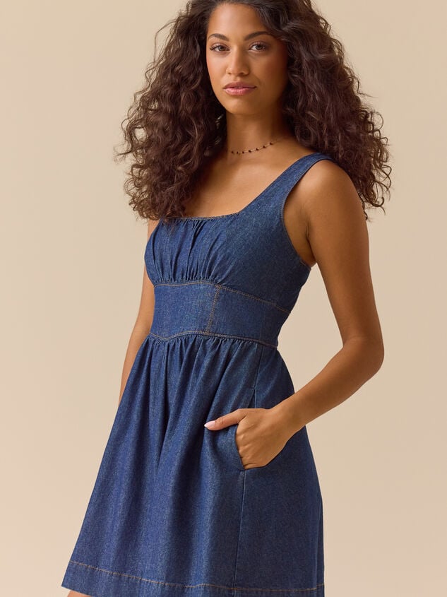 Ava Denim Mini Dress Detail 2 - TULLABEE