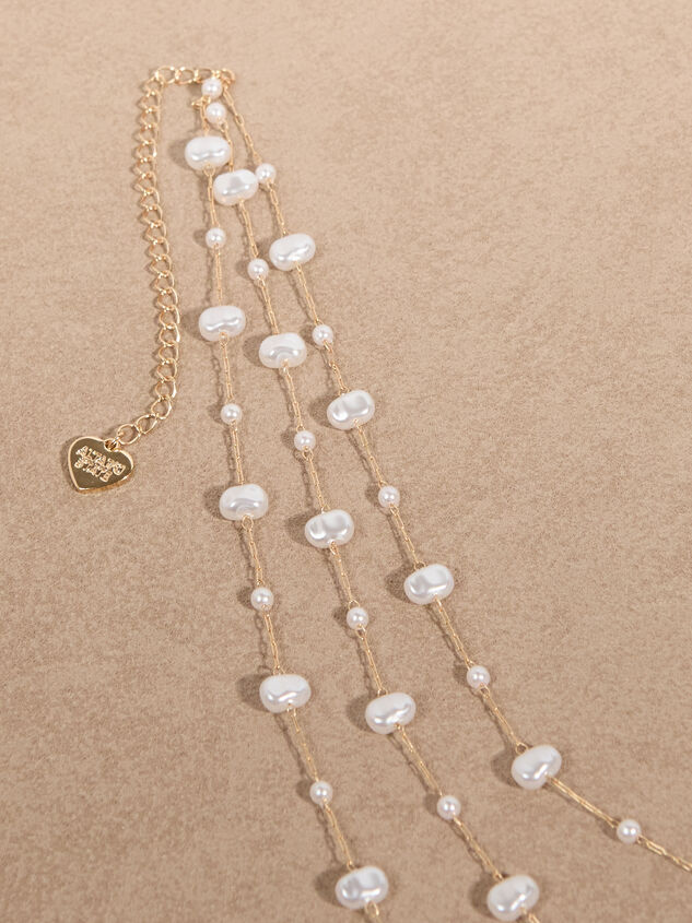 Layered Pearl Lariat Necklace Detail 3 - TULLABEE