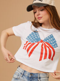USA Bow Cropped Tee Detail 2 - TULLABEE
