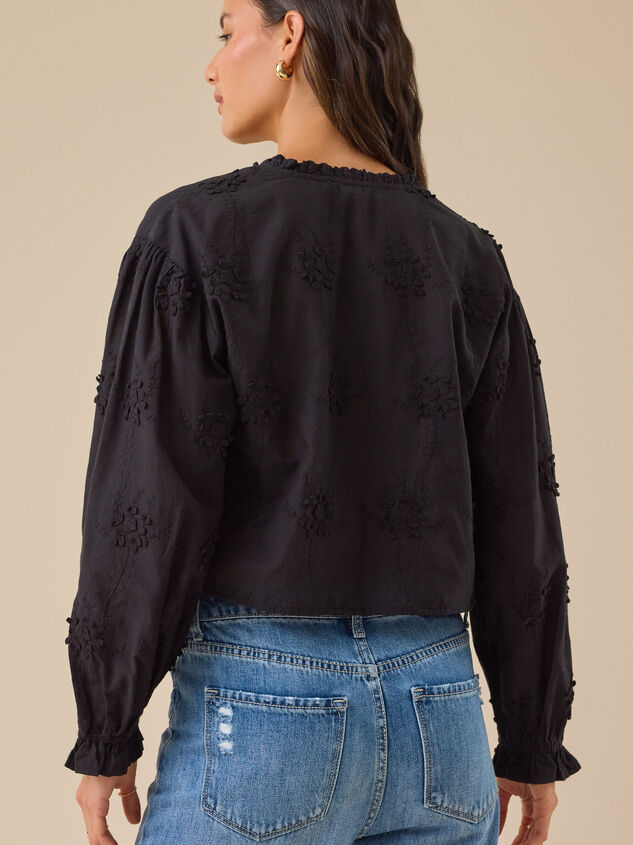 Zara Embroidered Tie Front Top Detail 5 - TULLABEE