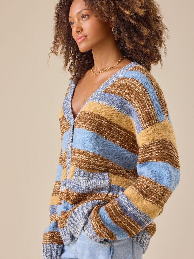 Sammy Oversized Stripe Cardigan Detail 3 - TULLABEE