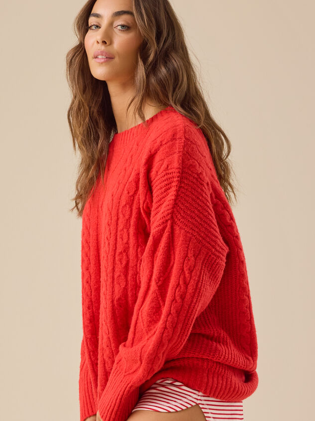 Nicole Cable Knit Oversized Sweater Detail 4 - TULLABEE