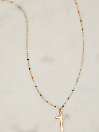 Radiant Chain Cross Charm Necklace - TULLABEE