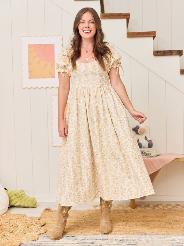 Hettie Puff Sleeve Mama Midi Dress Detail 6 - TULLABEE